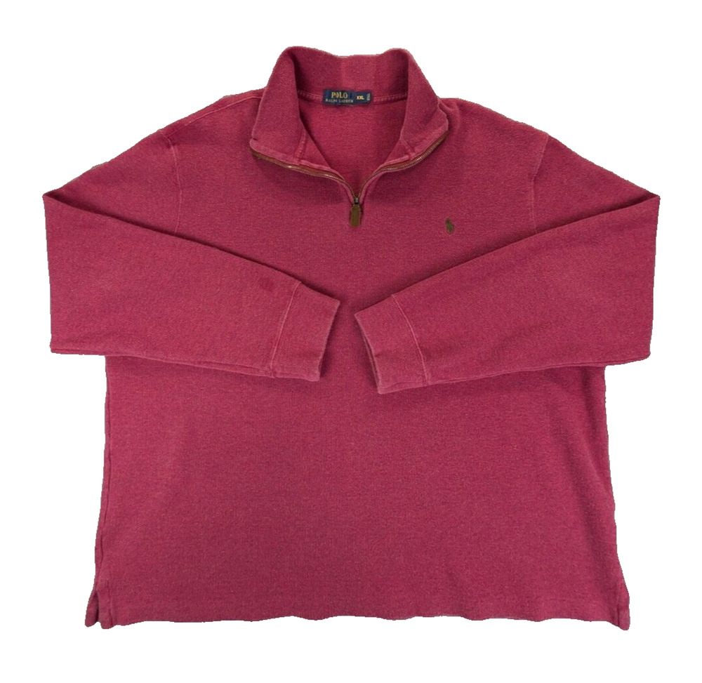 Polo Ralph Lauren Sweater Men's XXL 1/4 zip Pullover Collared 100% Cotton